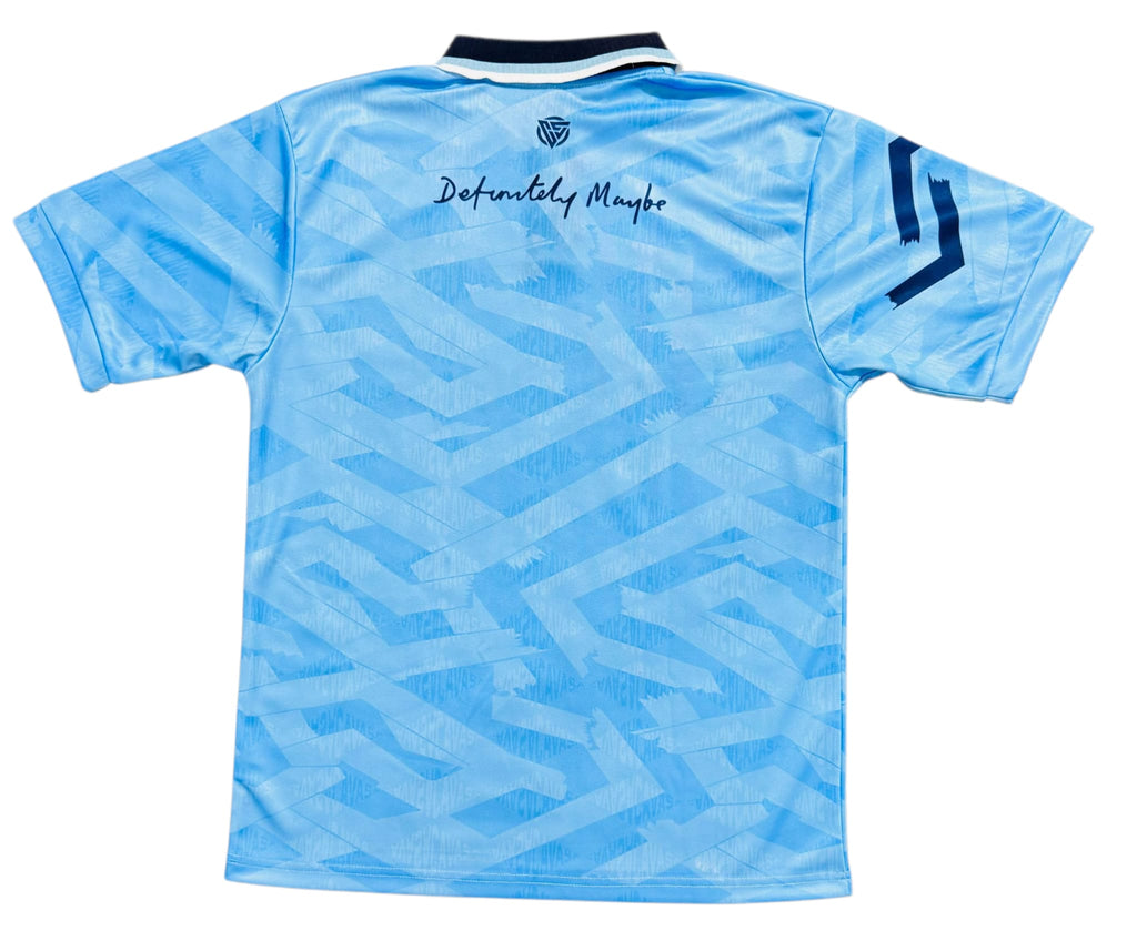 Oasis Inspired LIVE 25' Football Shirt Sky Blue IN STOCK IMMEDIATE DESPATCH