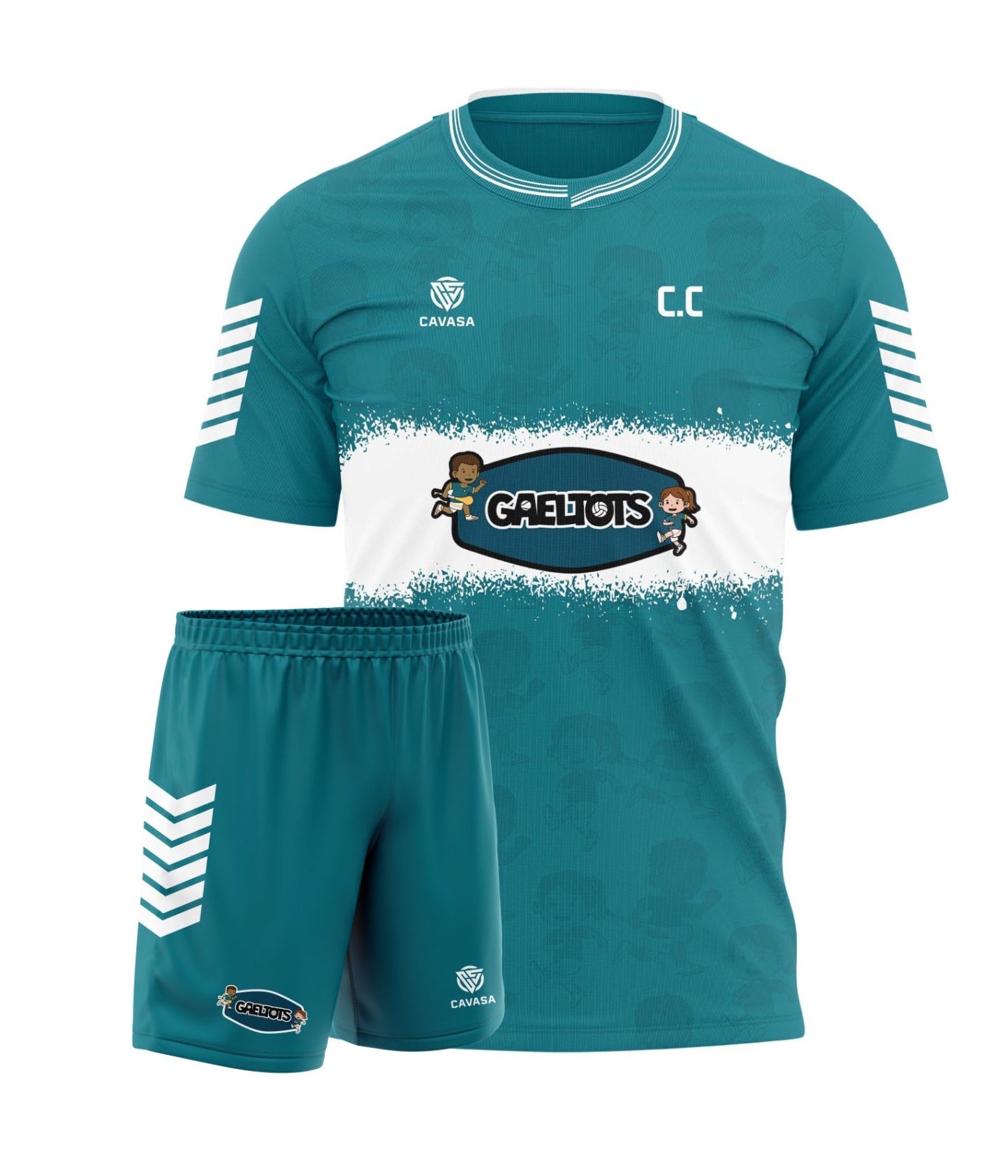 Gaeltots GAA Teal/White Jersey and Shorts Set