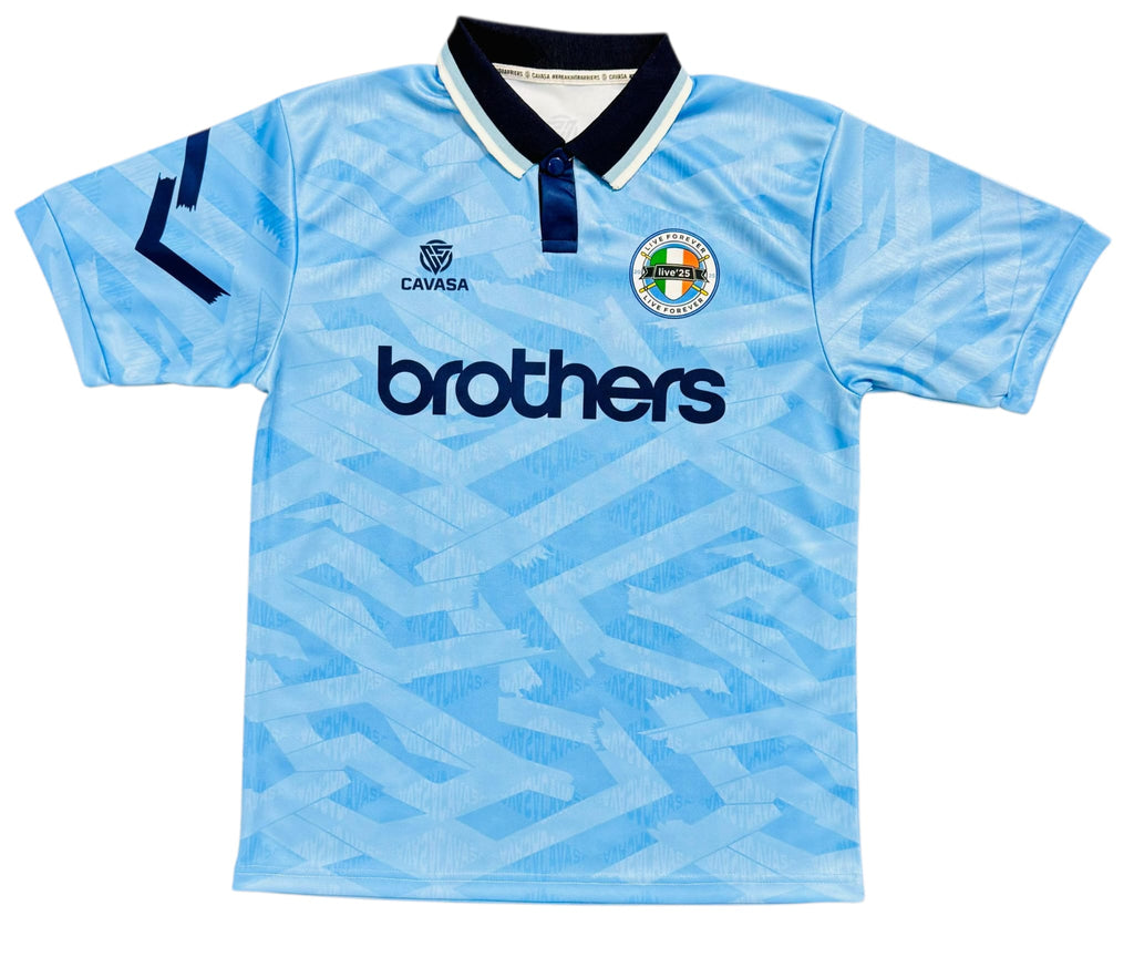 Oasis Inspired LIVE 25' Football Shirt Sky Blue IN STOCK IMMEDIATE DESPATCH