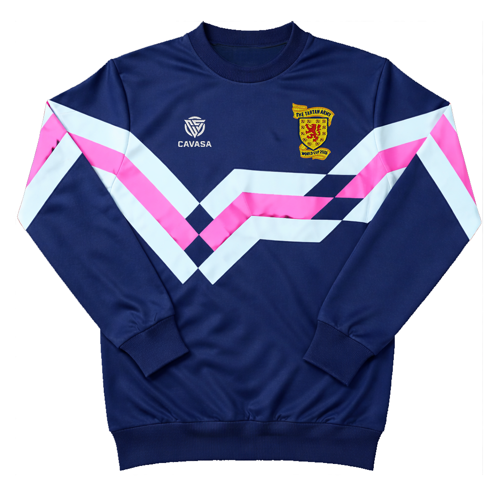 Tartan Army Retro 90s Inspired Sky Blue/Pink Sweatshirt